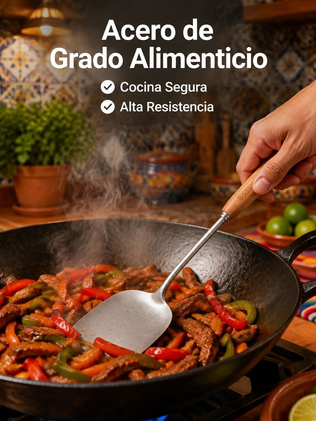 Espátula de cocina con mango de madera de sándalo