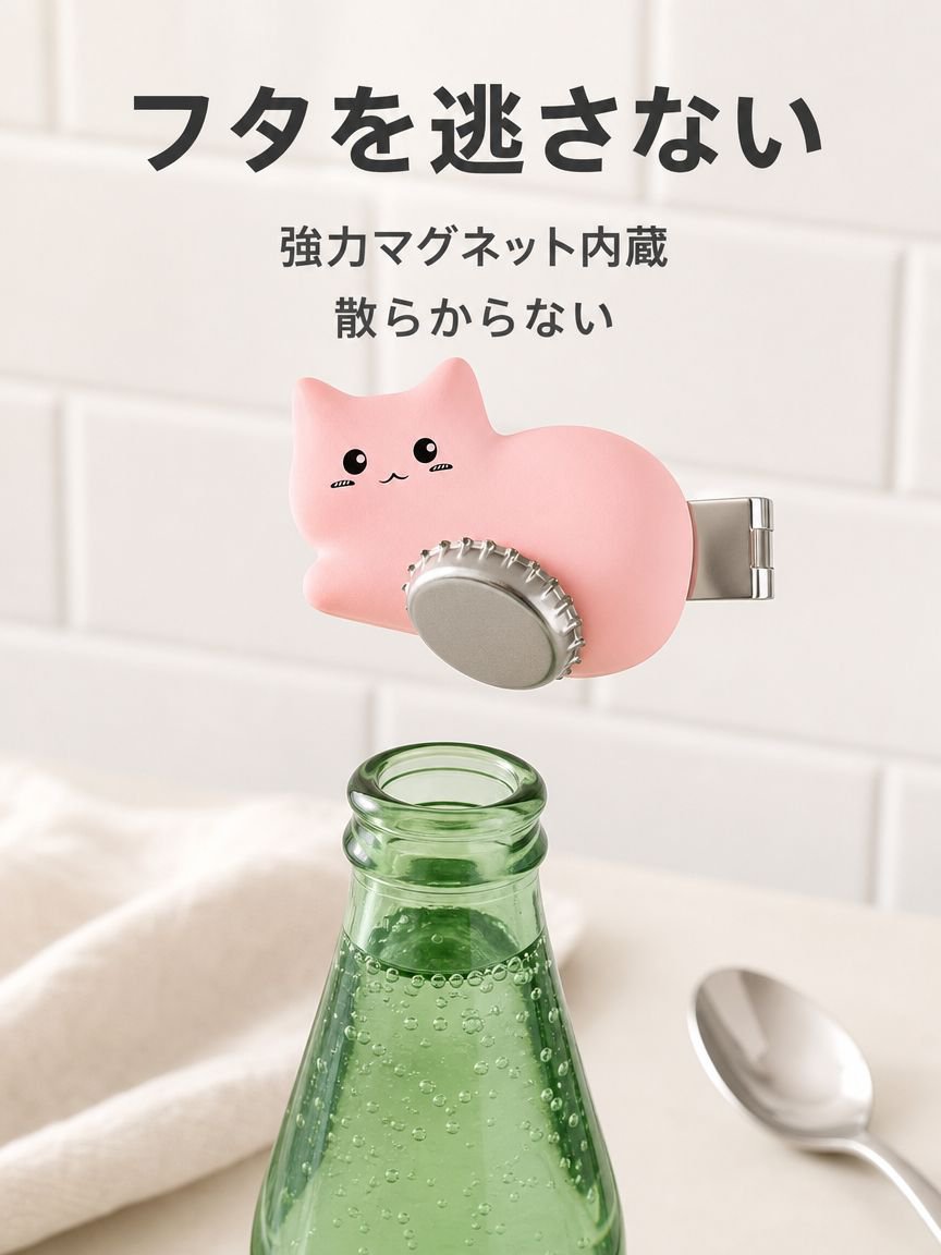 ステンレス製マグネット式栓抜き