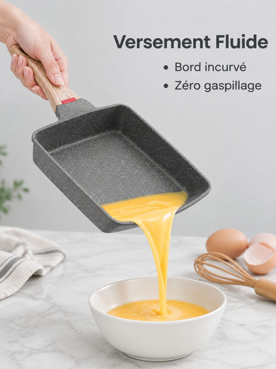Poêle tamagoyaki antiadhésive pour œufs roulés japonais