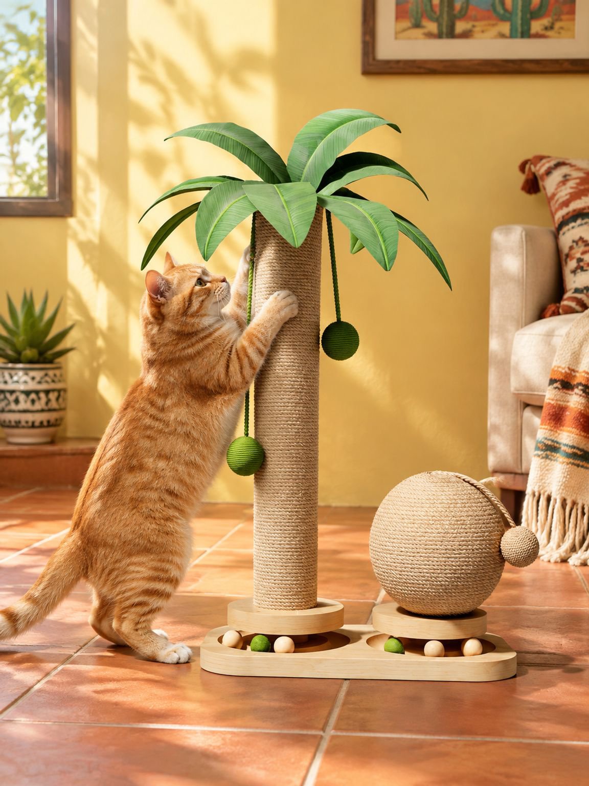 Rascador decorativo de palmera para gatos
