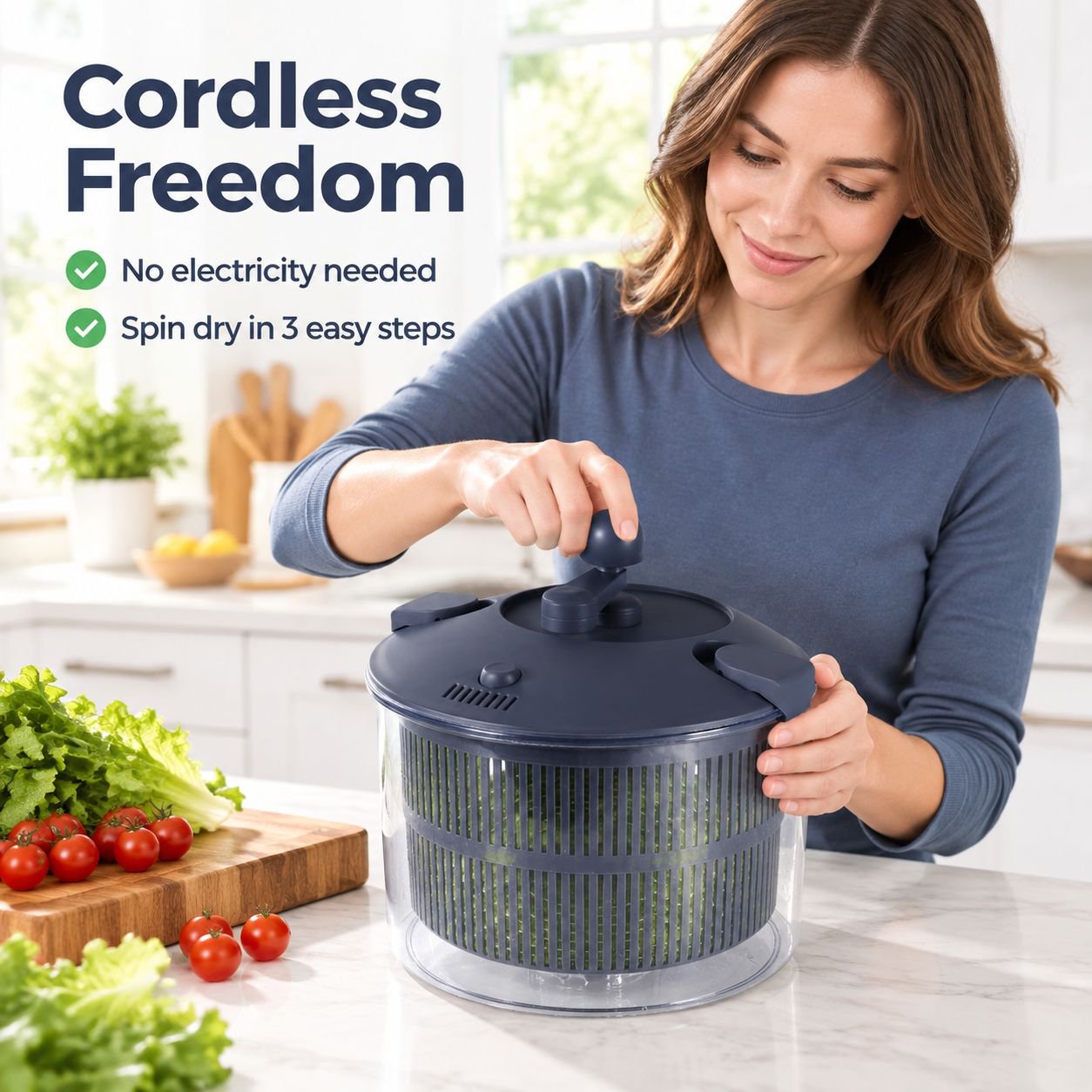 Multifunctional Manual Salad Spinner Vegetable Cutter Slicer & Kitchen Drainer Basket