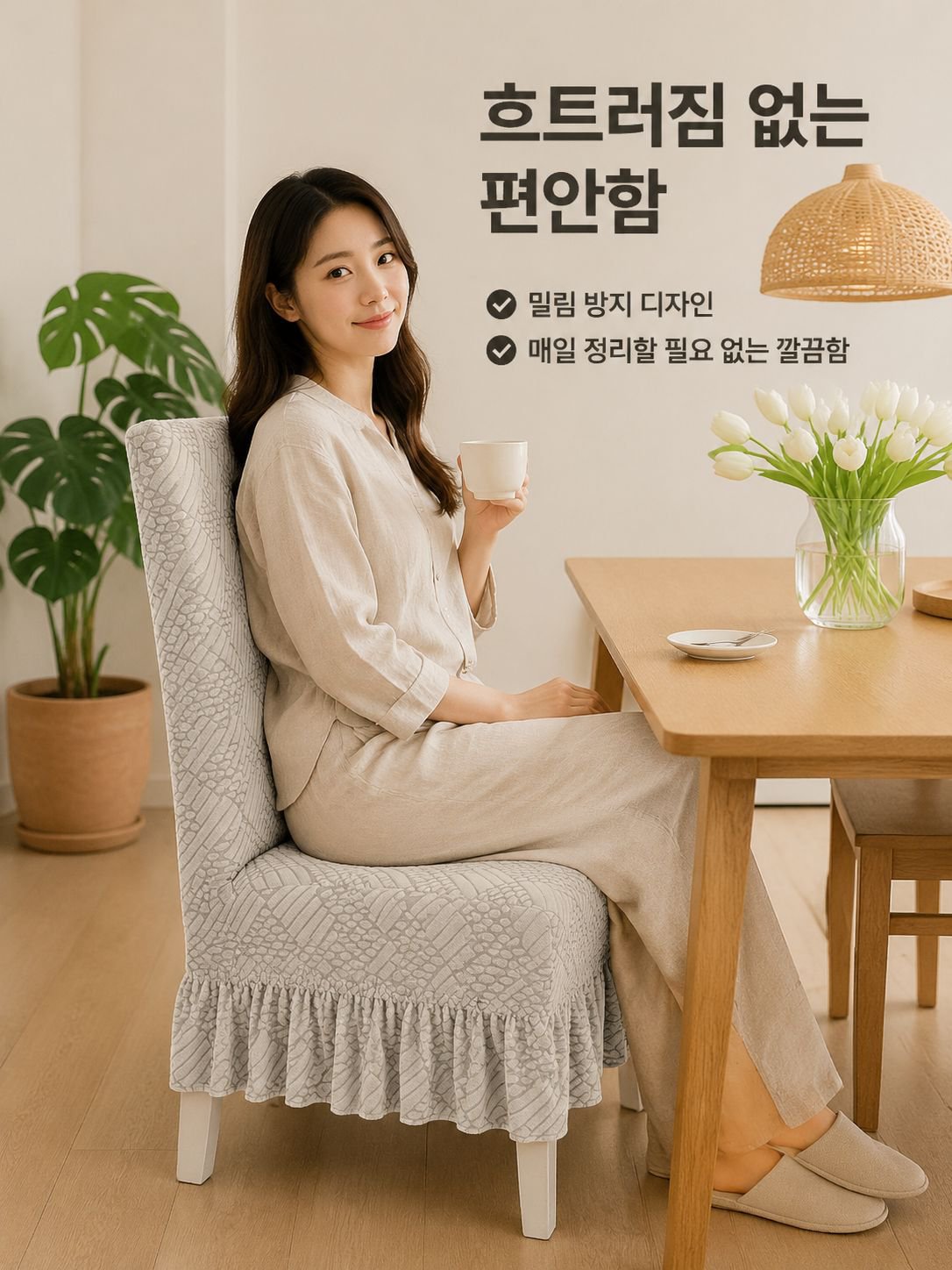 미끄럼 방지 두꺼운 식당의자커버 신축성 가정용