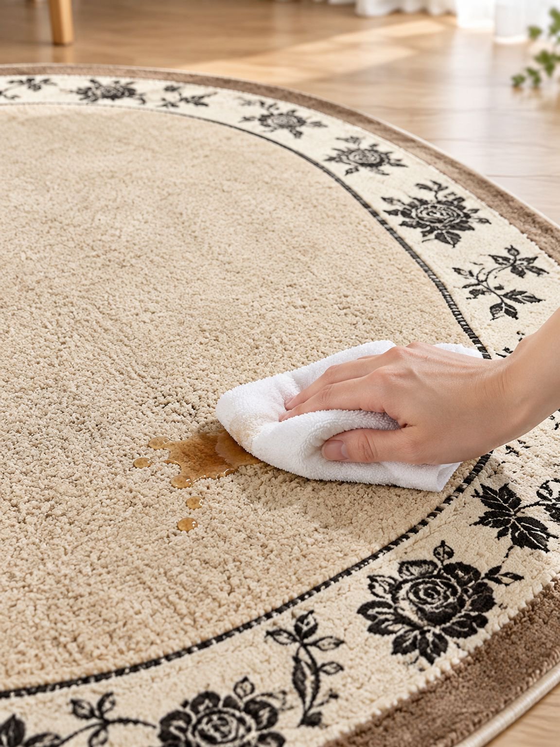Irregular-shaped waterproof sofa rug with French vintage home decor style