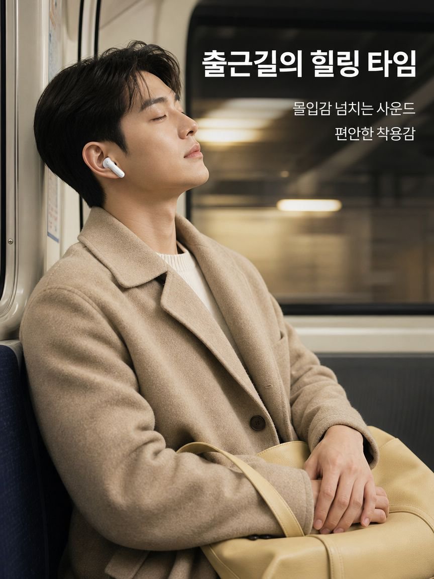 편안한 착용감의 블루투스 이어폰 착용 모습