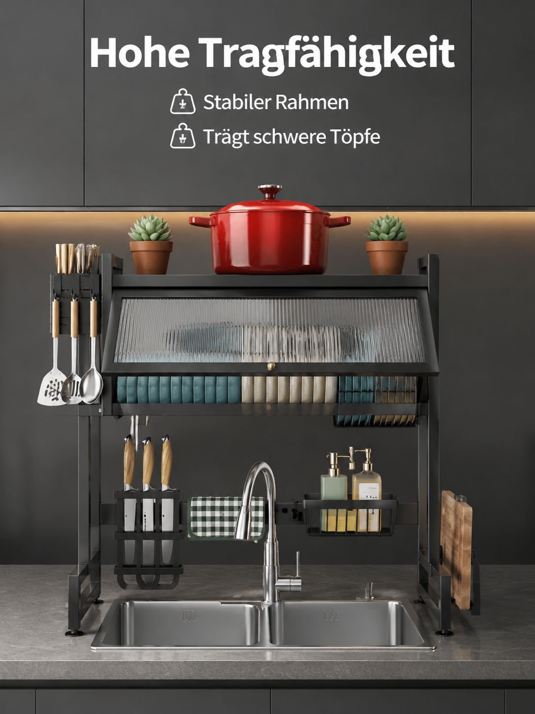 Multifunktionales Abtropfgestell aus Metall