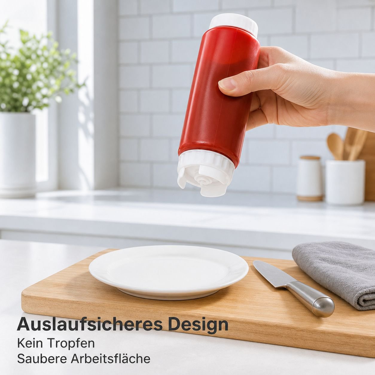 Doppelköpfige auslaufsichere Quetschsoßenflasche