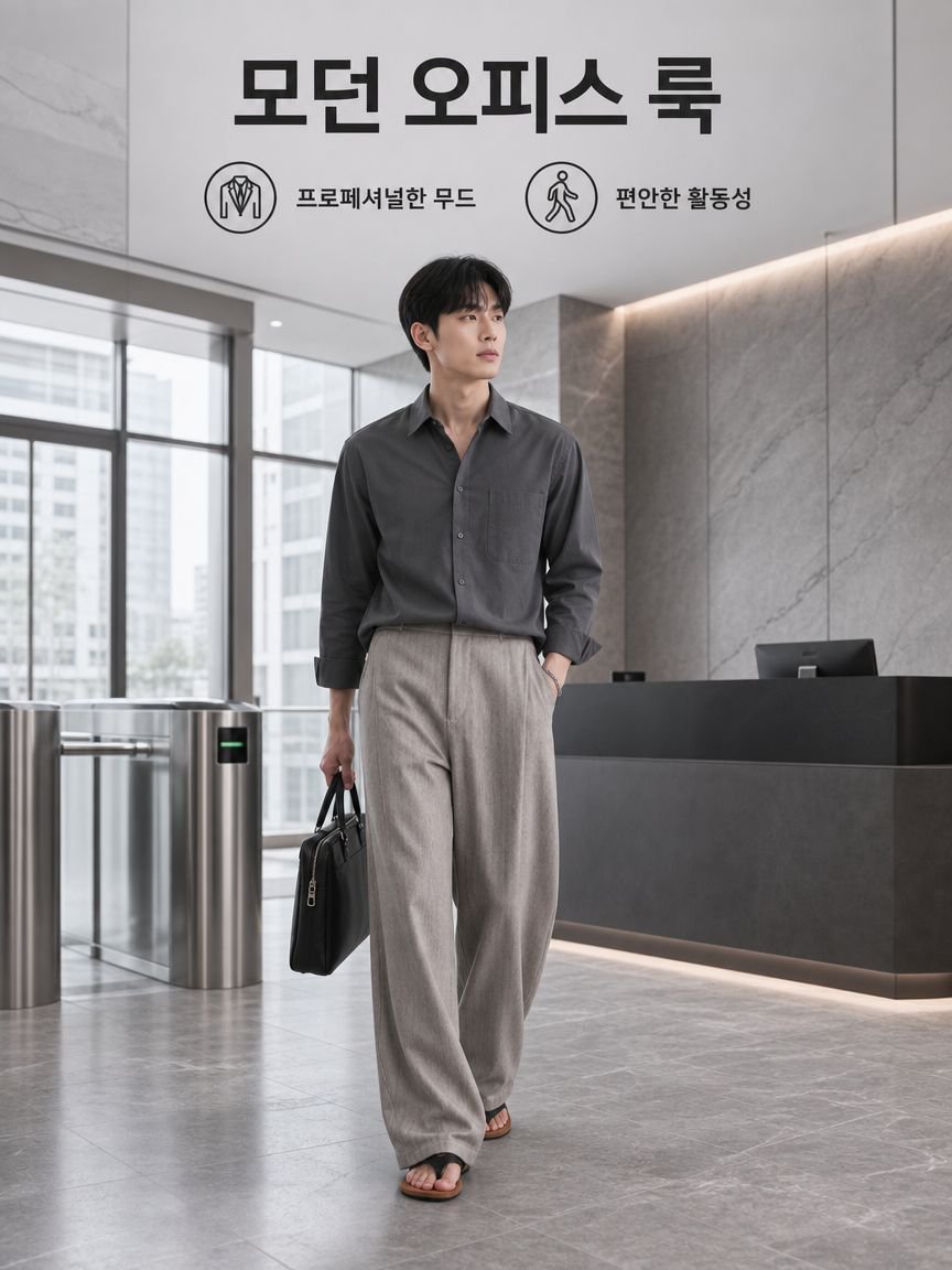 올드머니 스타일 드레이프 와이드핏 캐주얼 슬랙스