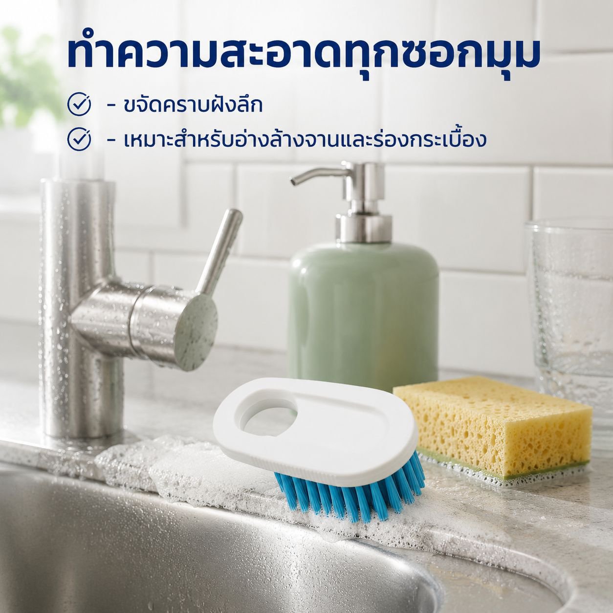 แปรงทำความสะอาดเขียงอเนกประสงค์