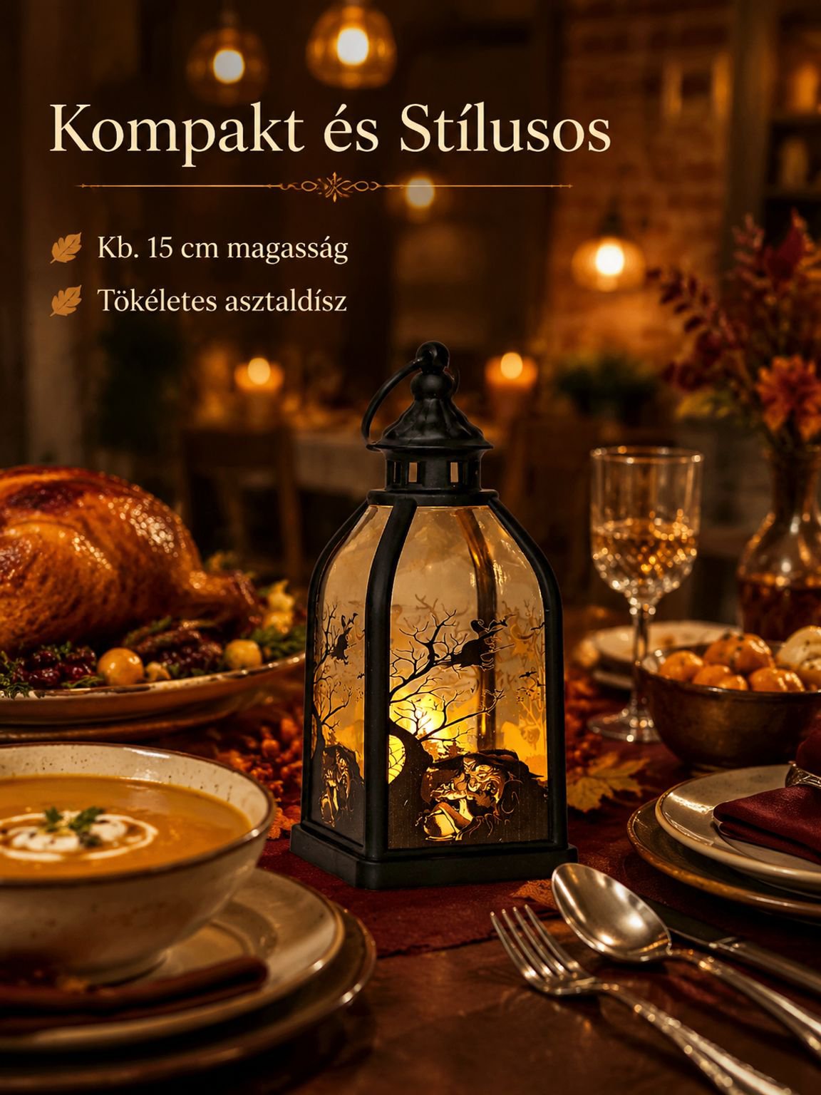 Retro Halloween Tök Gyertya Lámpa Dekorációs Dísz