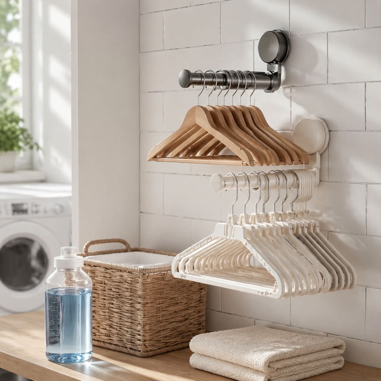 No-hole Wall-mounted Family Clothes Rack