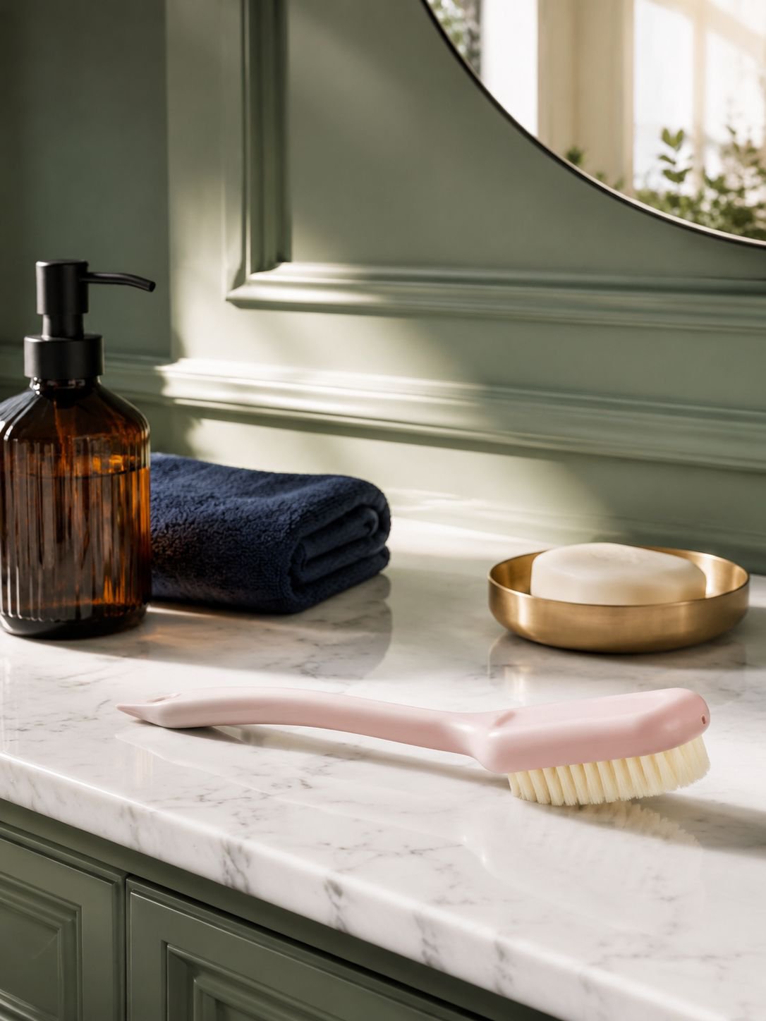 Comfort grip soft bristle brush