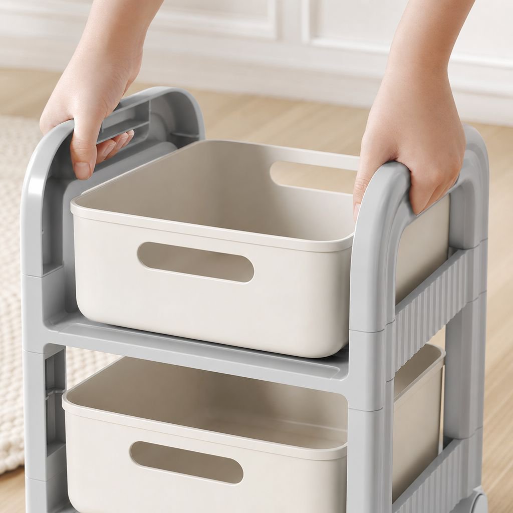 Easy-to-move under-table storage rack