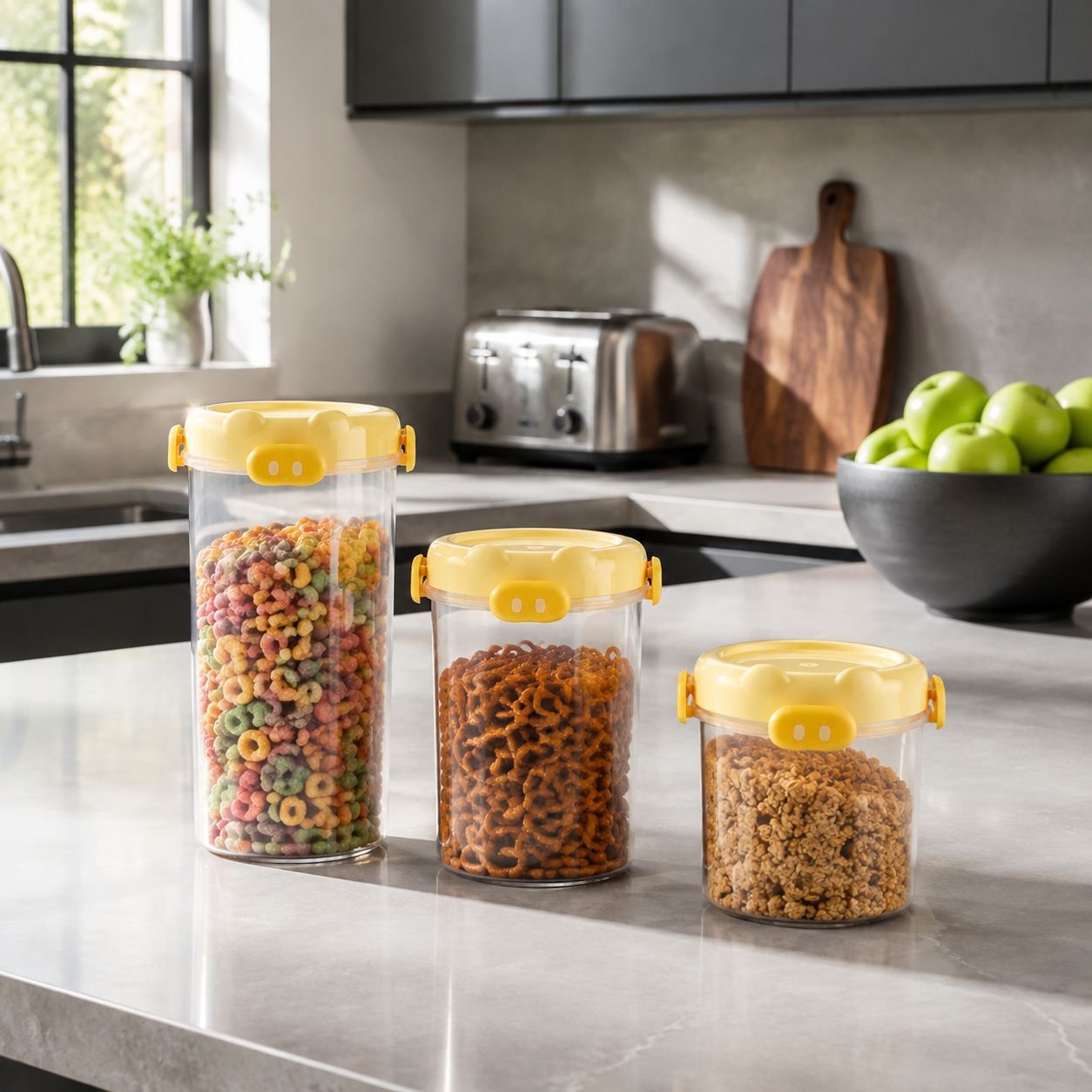 Snacks Sealed Jars A Jar Pig Food Organizer Transparent Kitchen Supplies Stacked Gra Organizer