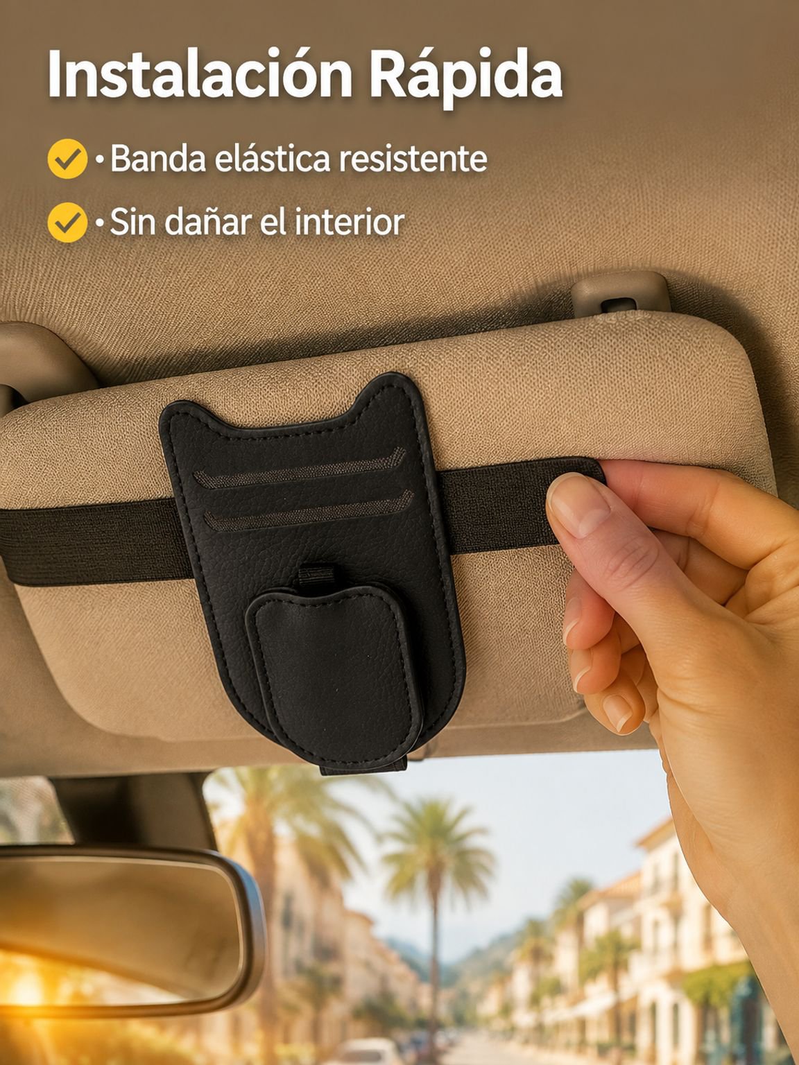 Tarjetero para gafas de visera parasol de coche