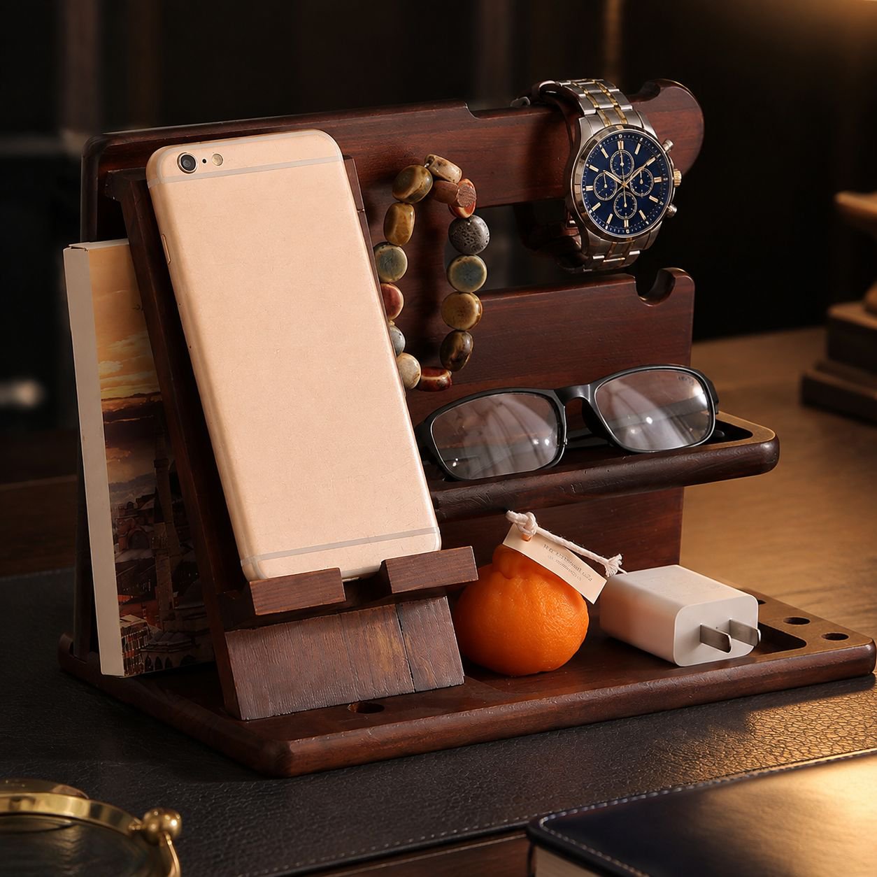 Multi-functional wood organizer for office accessories