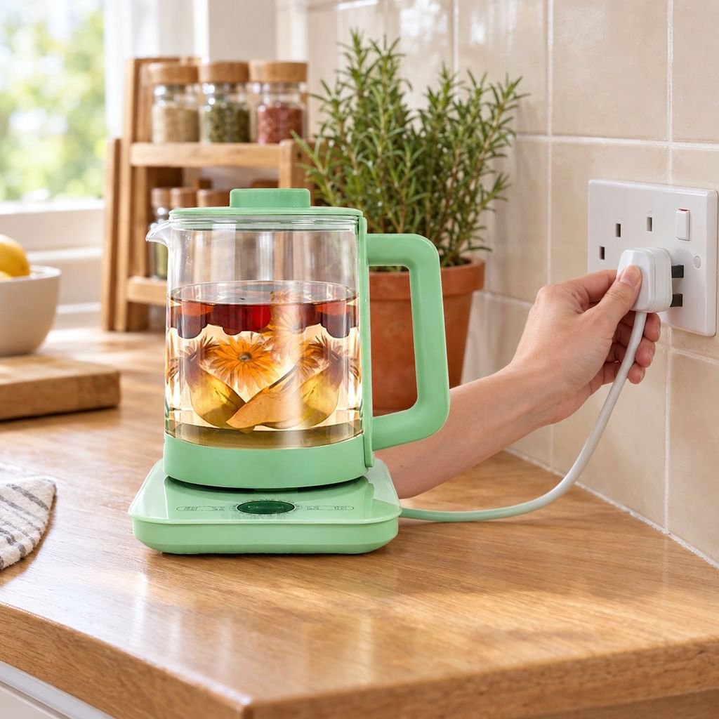 Electric kettle brewing flower tea