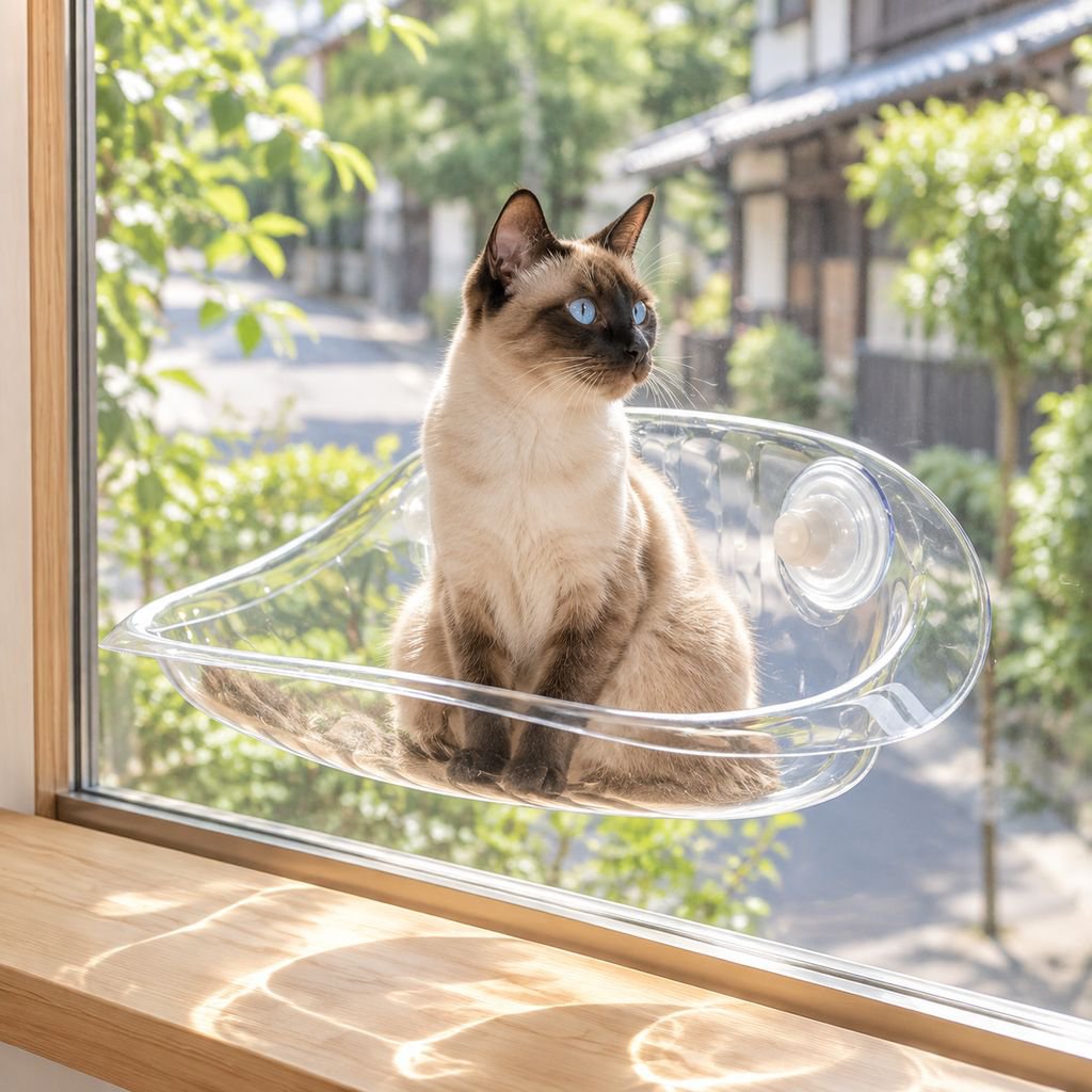 透明タイプ壁掛け式猫用ハンモック