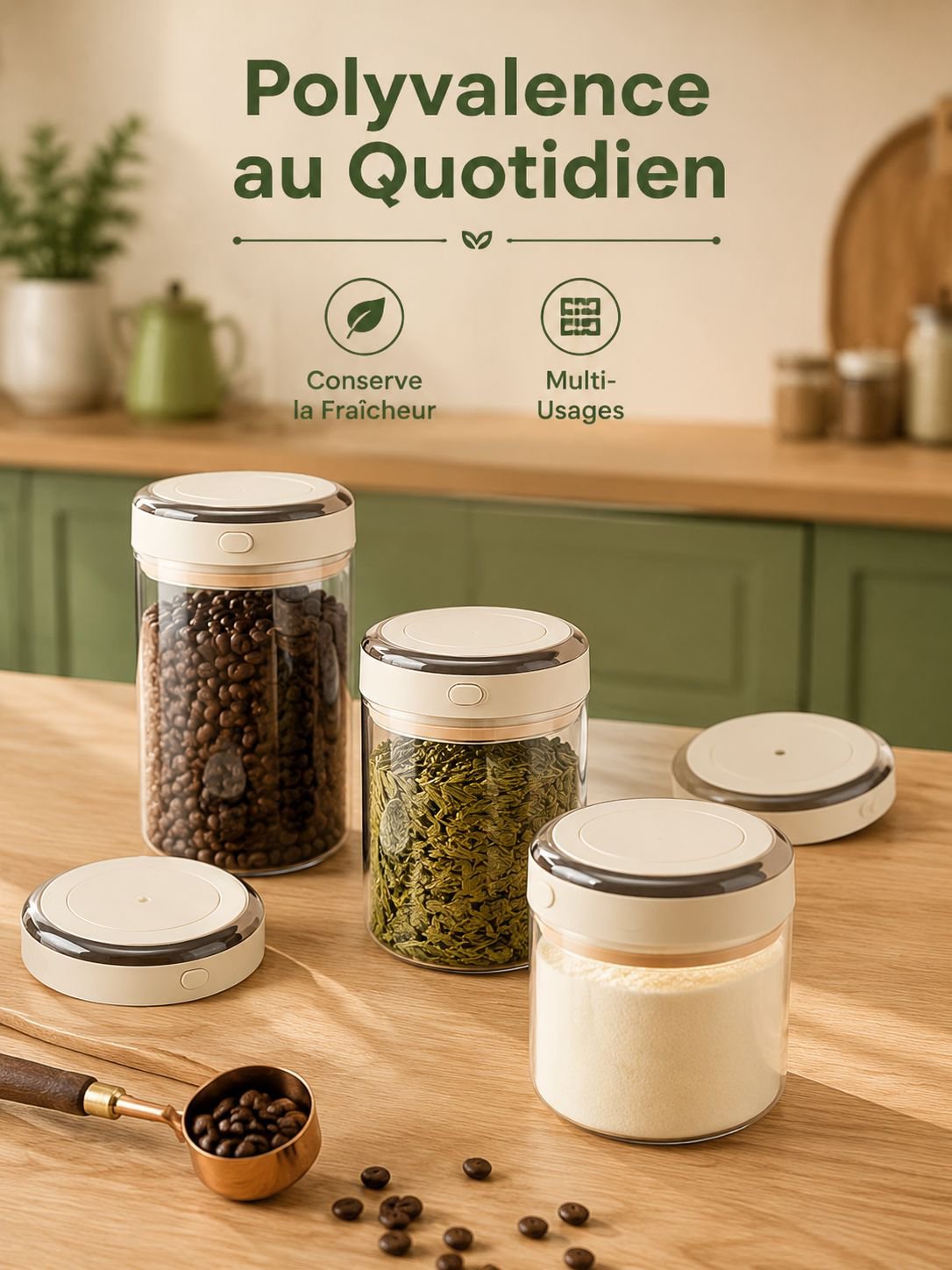 Bocal multifonction hermétique pour thé et lait en poudre