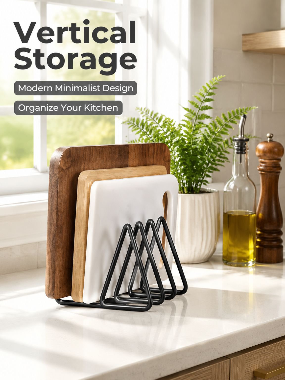 Iron tabletop cutting board rack, metal cutting board storage rack, kitchen-specific vertical cuttin