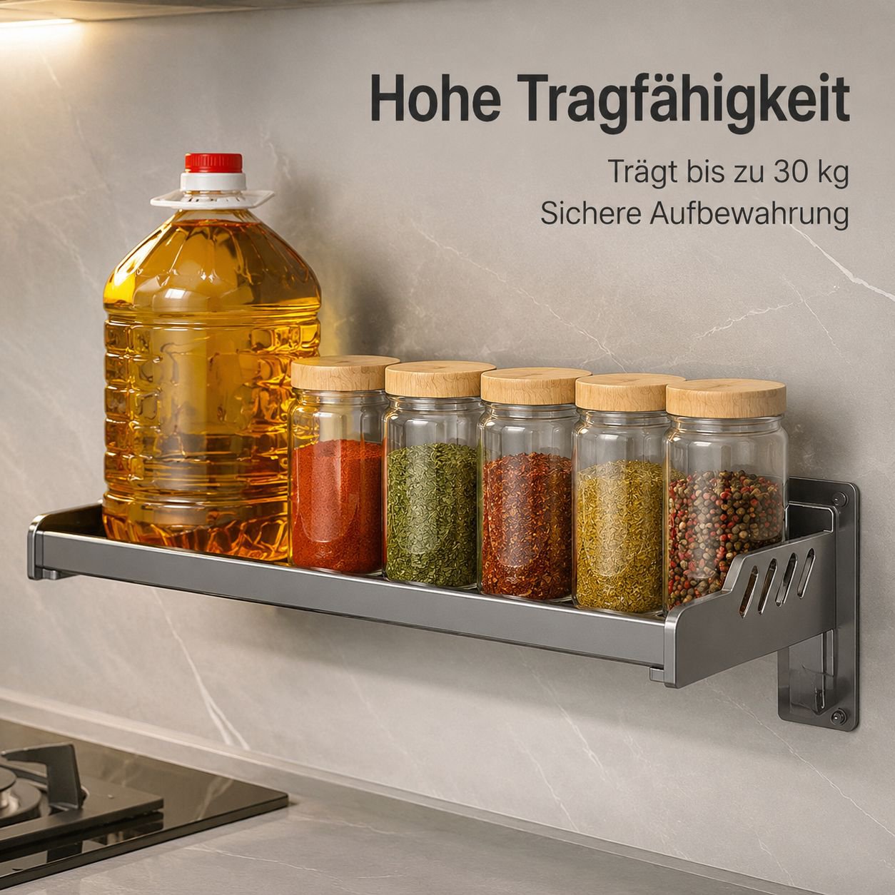 Hängendes Küchenregal für Gewürze – Bohrenfreie Montage