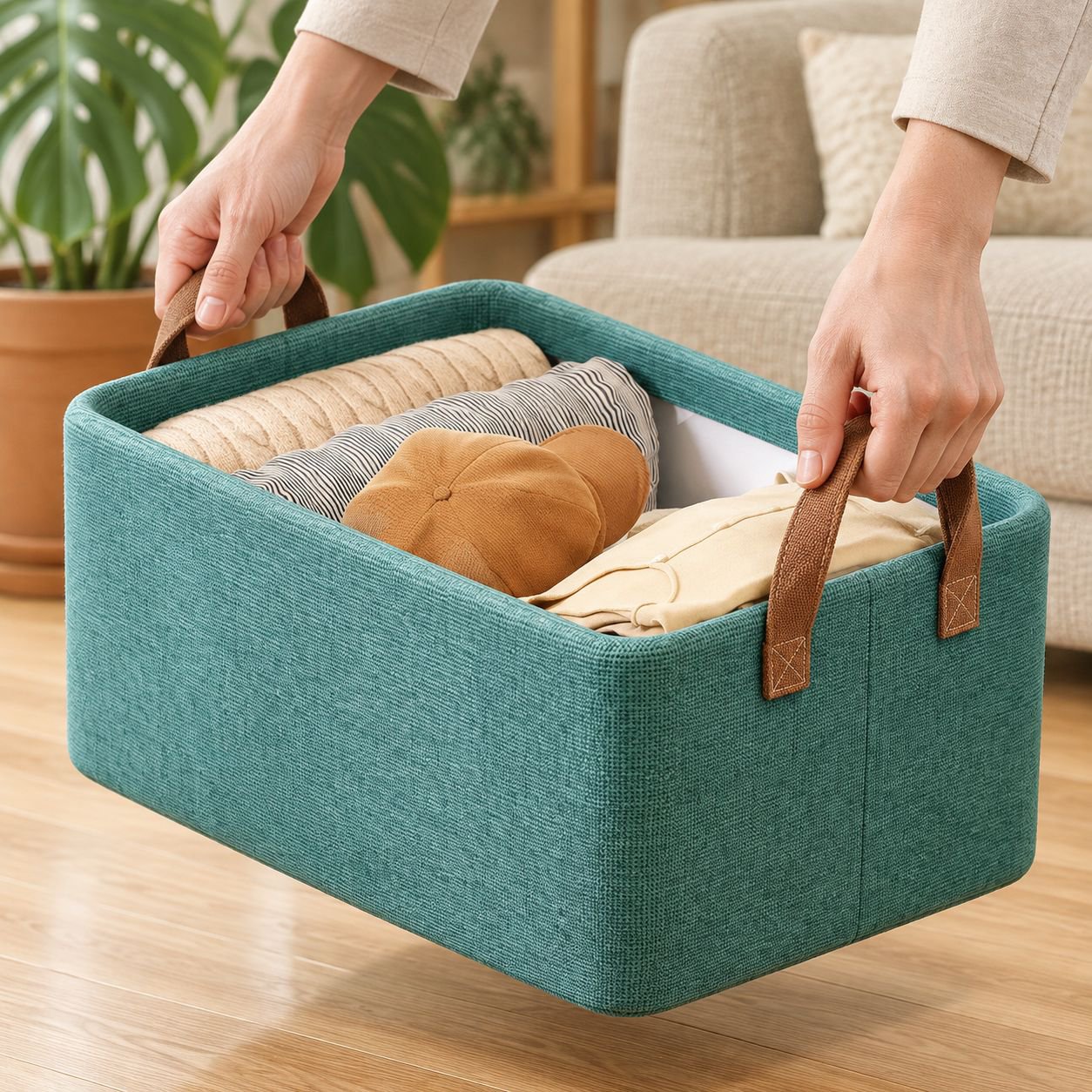 Cesta organizadora de tela gruesa para el hogar