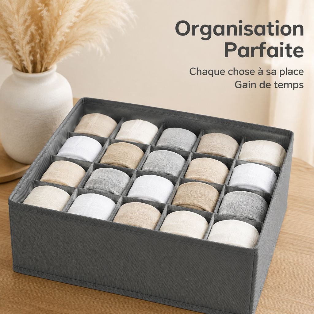 Boîte de rangement compartimentée pour sous-vêtements