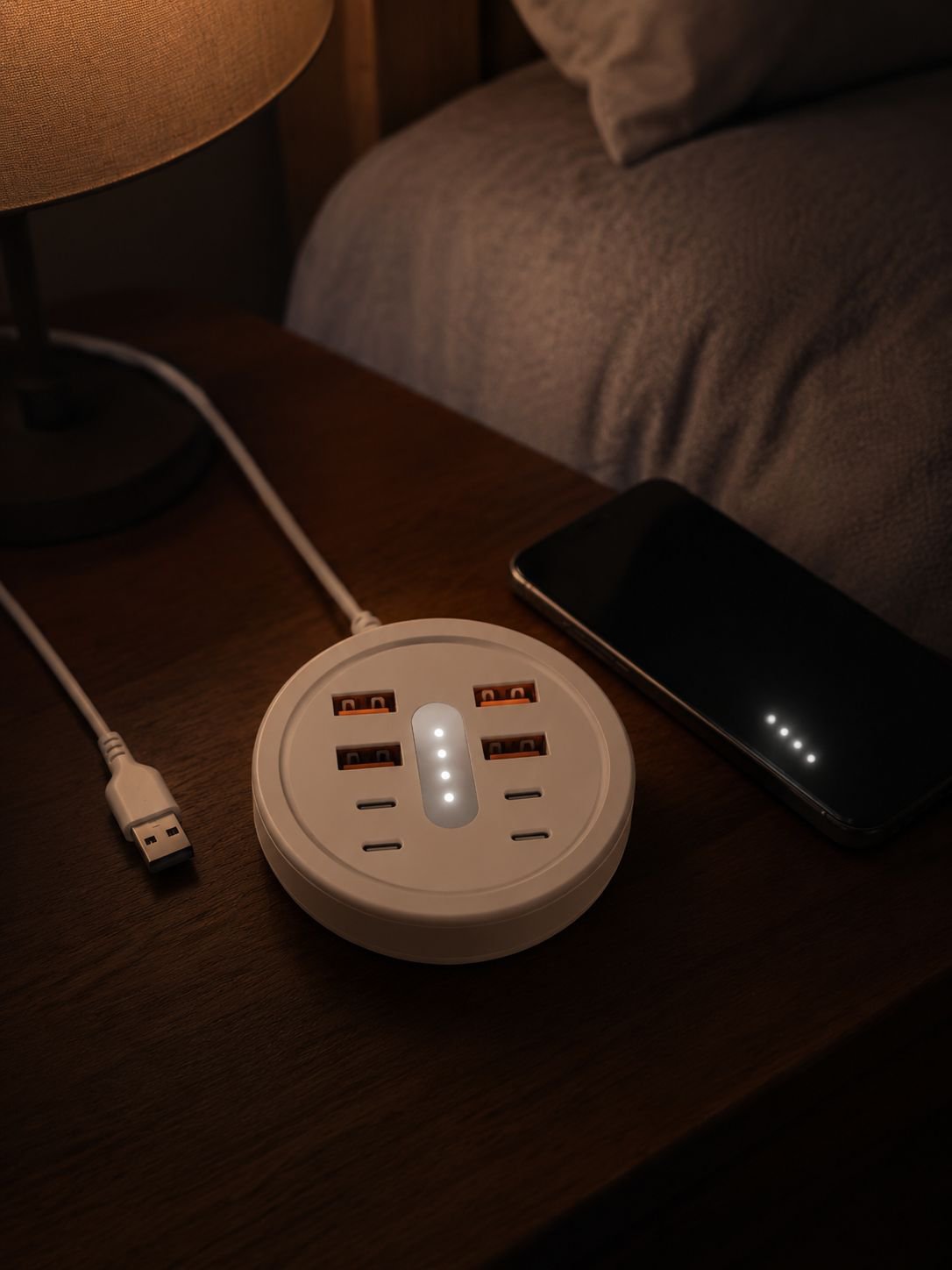 Circular 8-in-1 Portable Multi-Port Dock with USB + Type-C Fast Charging Phone Adapter Power Strip