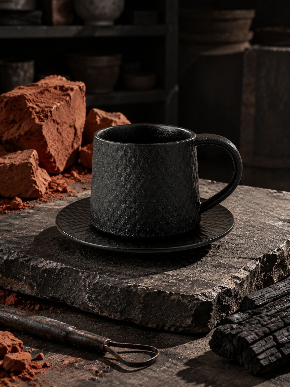 Close-up detailing of the premium stoneware design