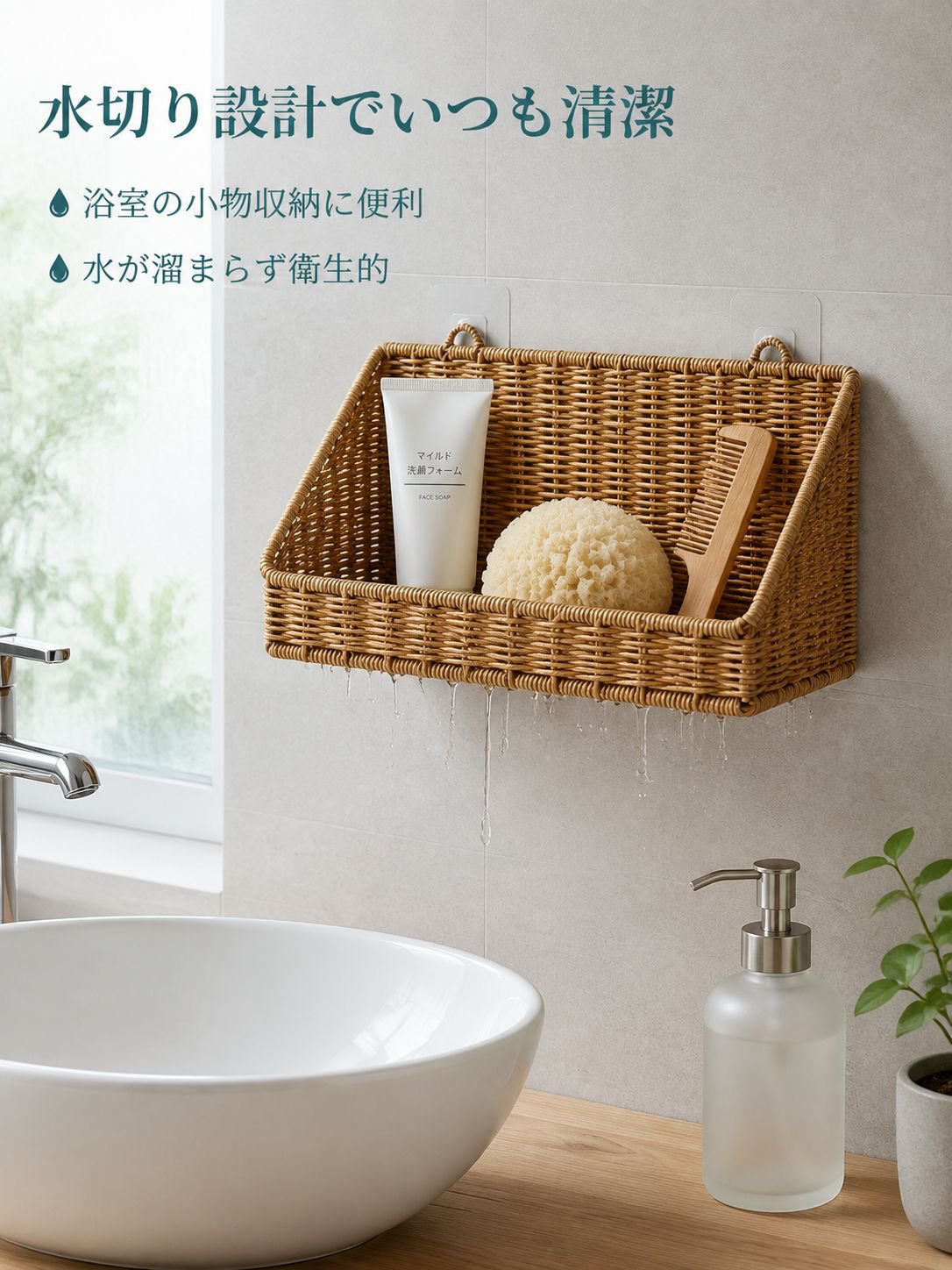 壁掛け収納バスケット