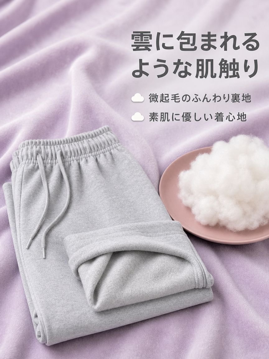万能なカーブドワイドレッグ無地スウェットパンツ