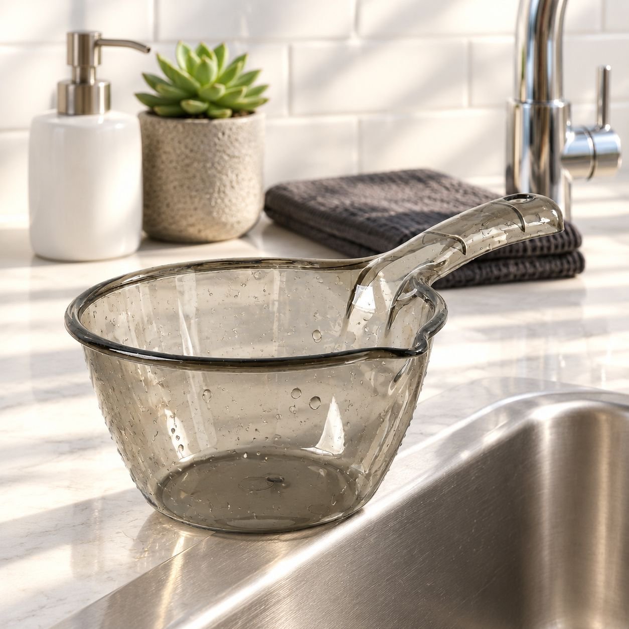 Oversized Home Kitchen Durable Plastic Scoop Long Handle for Bathing and Washing