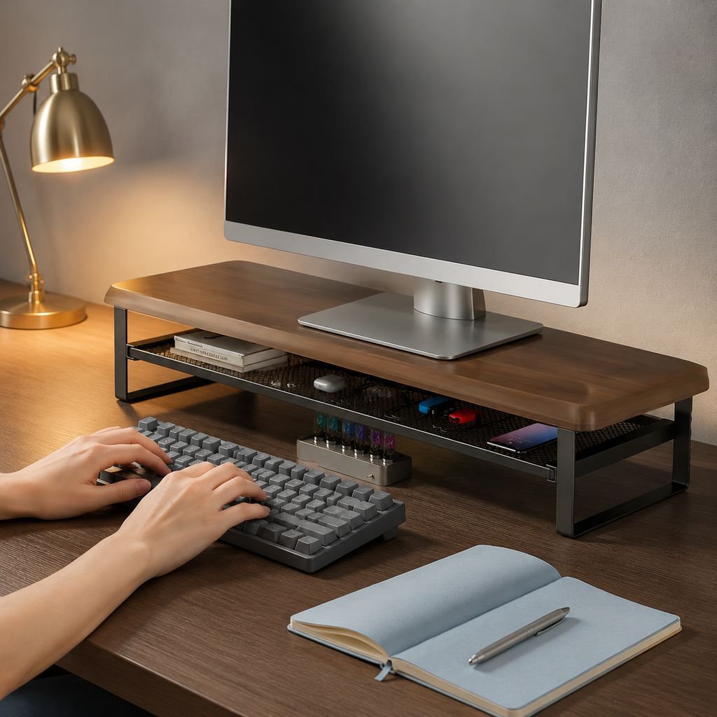 机上モニター台 キーボード収納可能 テレワークに最適
