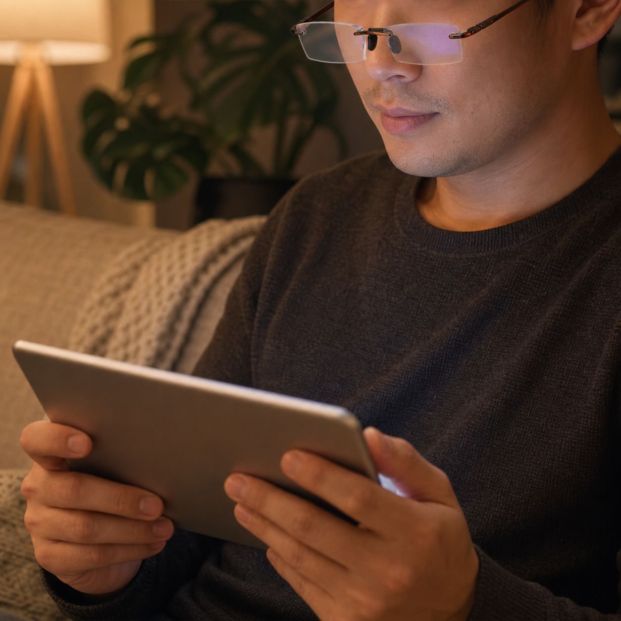 Gafas de lectura sin montura con corte angular y protección contra luz azul