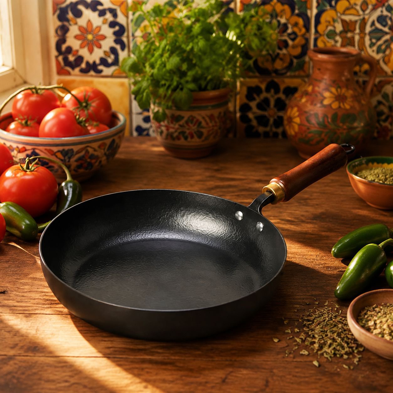 Sartén de hierro sin recubrimiento para bistec