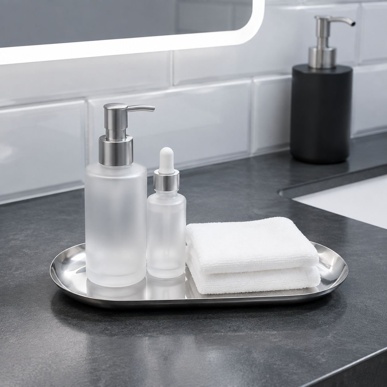 Multifunctional Stainless Steel Oval Storage Tray Hotel Home Cosmetics Jewelry Tray