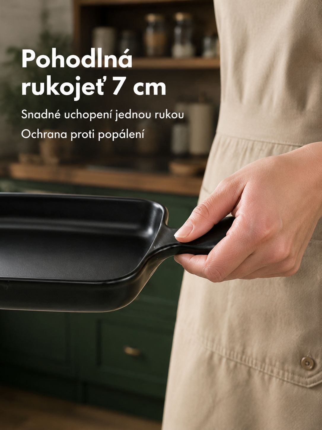 Kvalitní materiál obdélníkového pekáče s jednou rukojetí