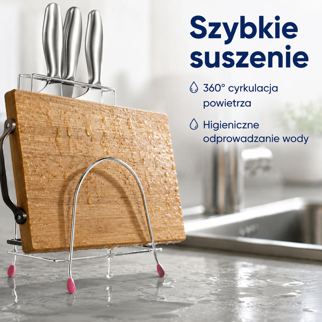 Podwójny stojak do przechowywania desek do krojenia i noży