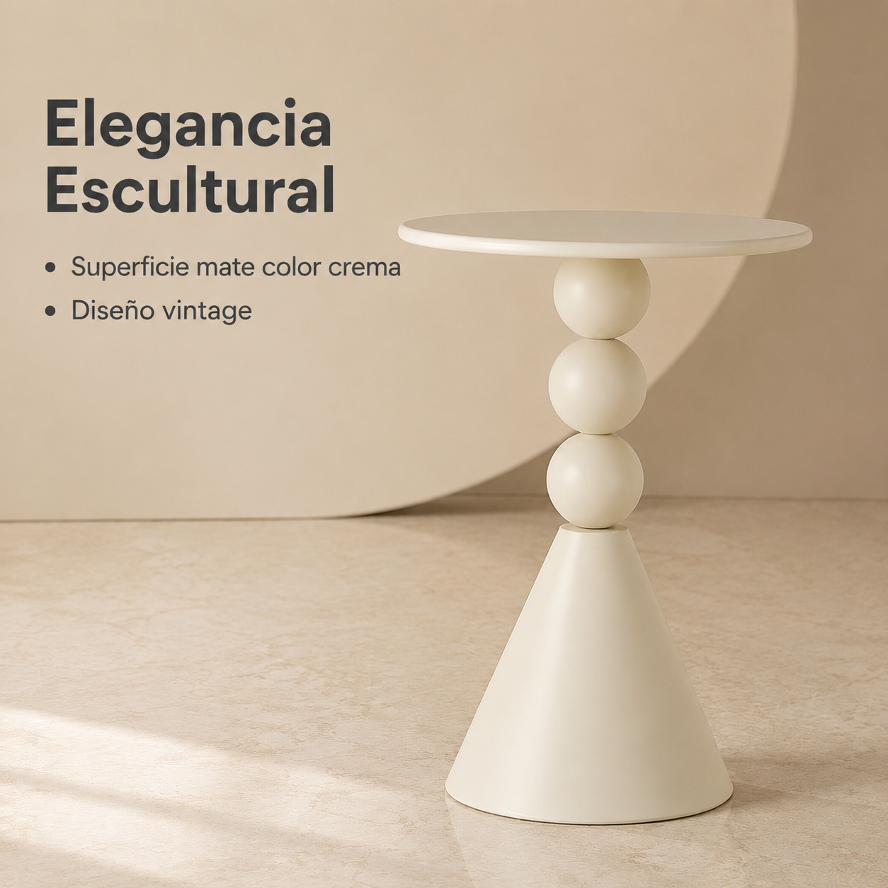 Mesa auxiliar color crema para sofá