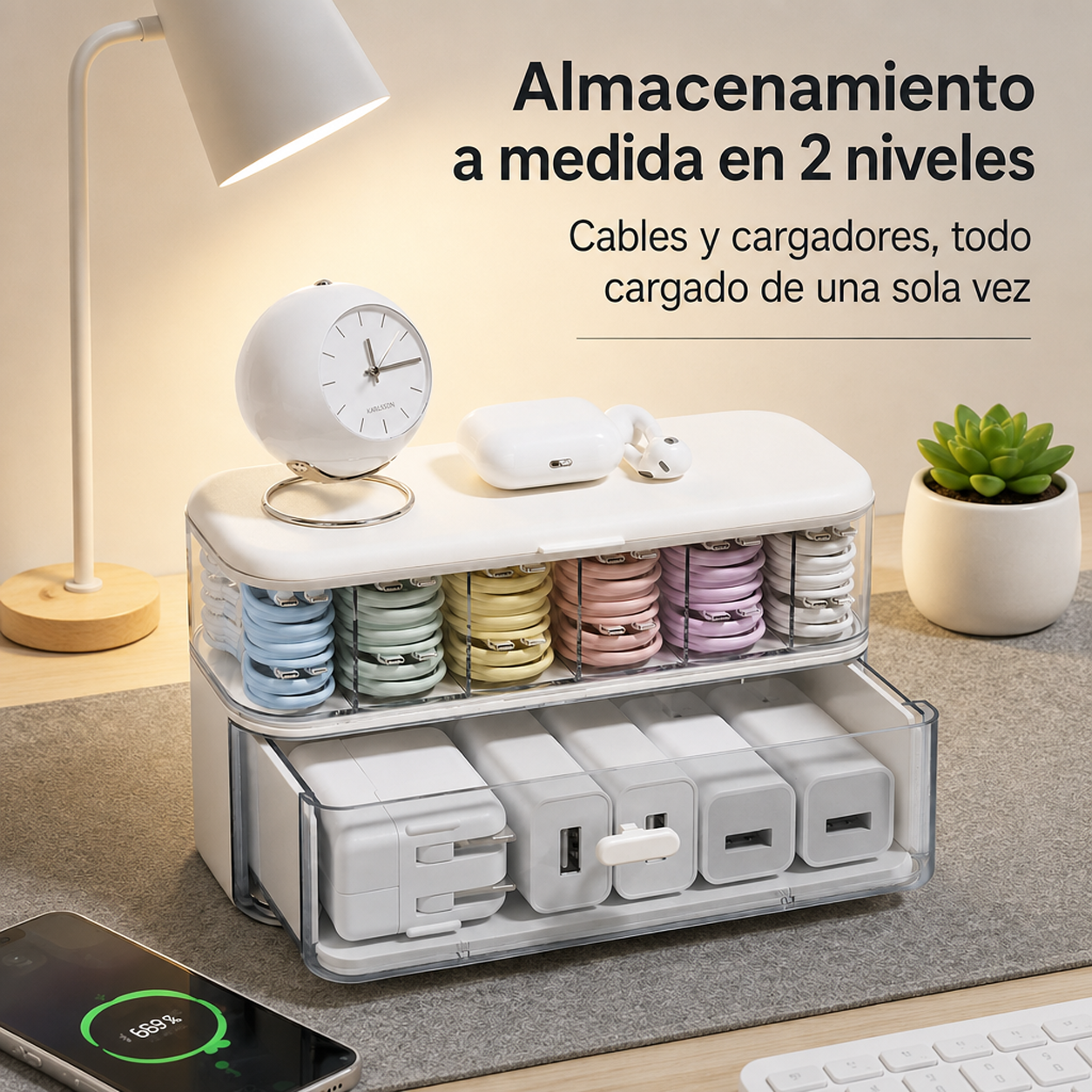 Caja de almacenamiento de escritorio multifuncional