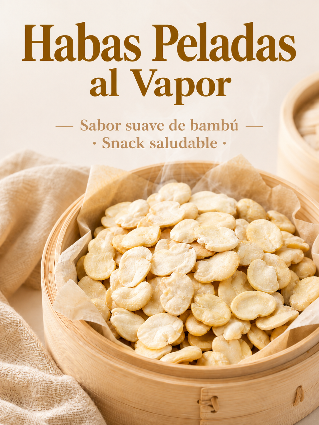 Snack rico en proteína: habas con sal de bambú