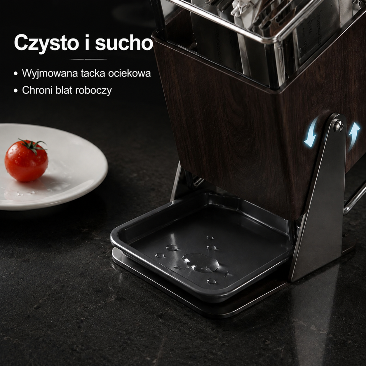 Otwarty, obrotowy stojak na noże do domu