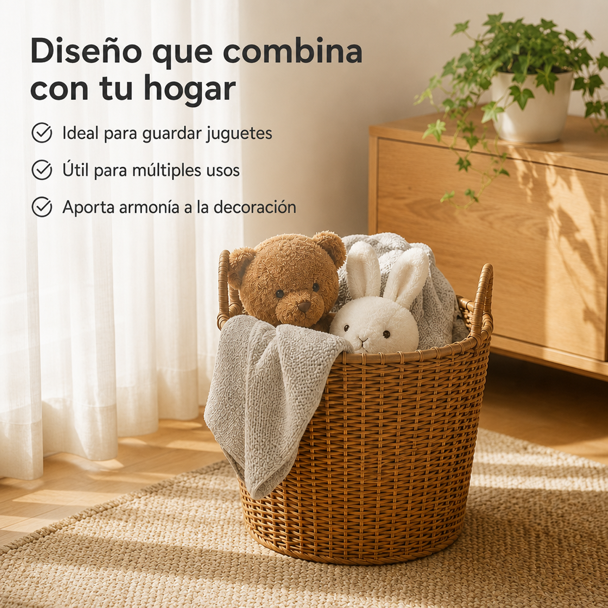 Cesta de lavandería elegante y lujosa