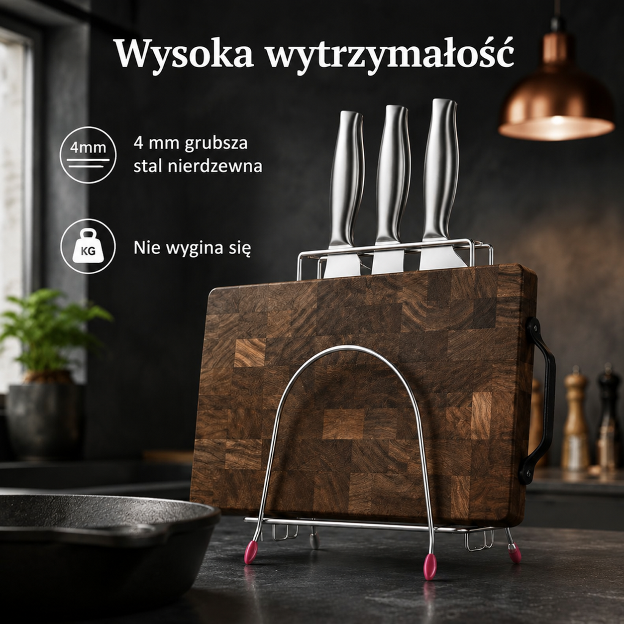Podwójny stojak do przechowywania desek do krojenia i noży