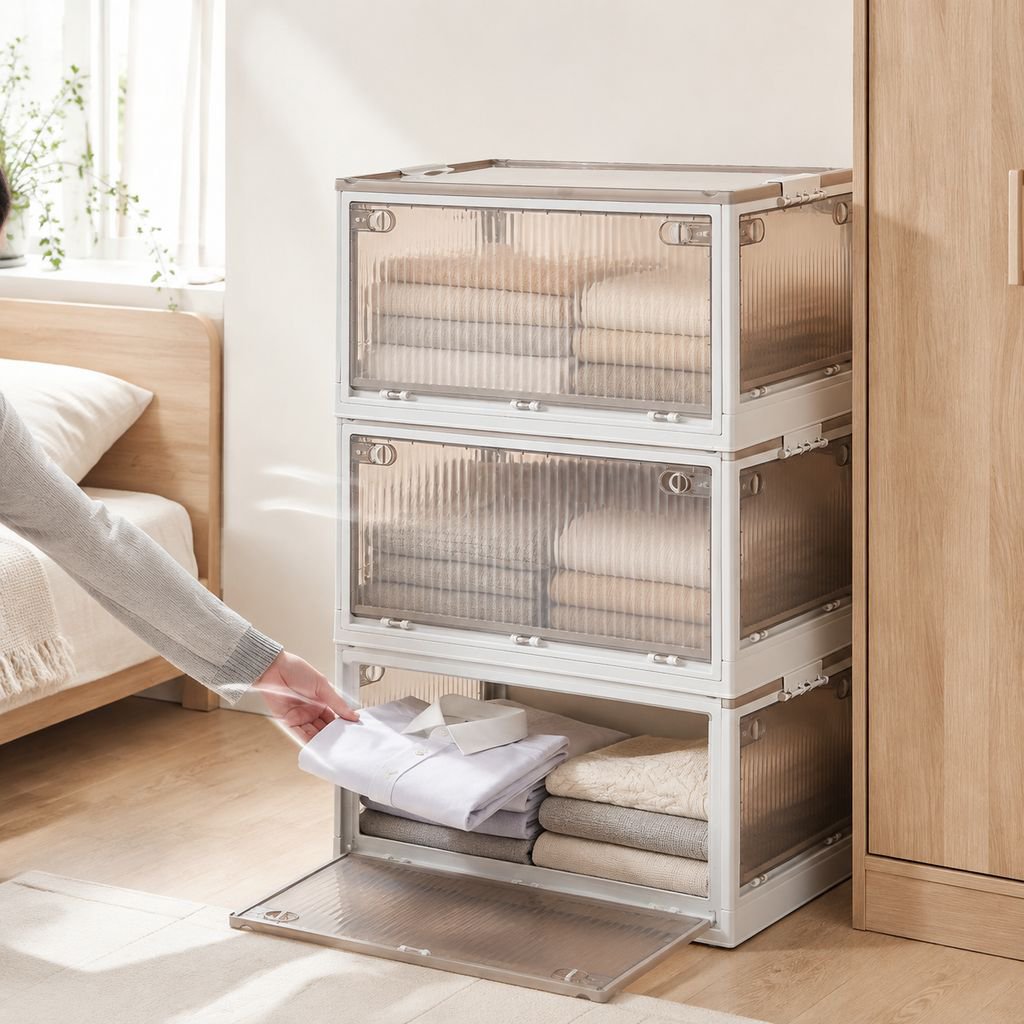 Armario plegable de plástico grueso, caja de almacenamiento para ropa, colcha, caja de almacenamient