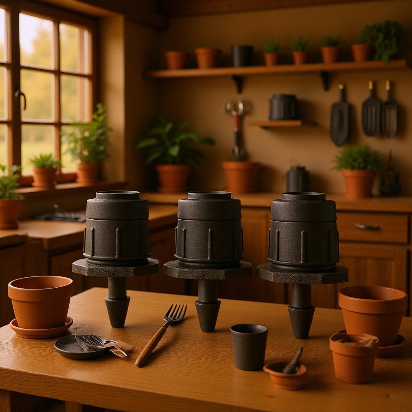 Rociador microajustable de 360 grados instalado en jardín