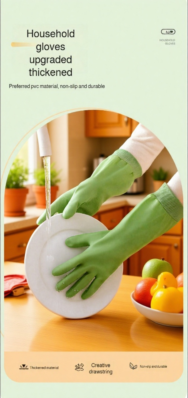 Eco-friendly and safe waterproof dishwashing gloves