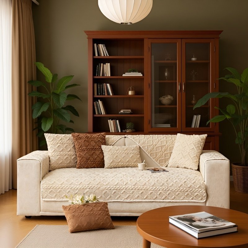 소파 쿠션 미끄럼 방지 퓨어 컬러 울트라 소프트 쿠션 자카르 면 방석 컴포트 초유 소파 패드