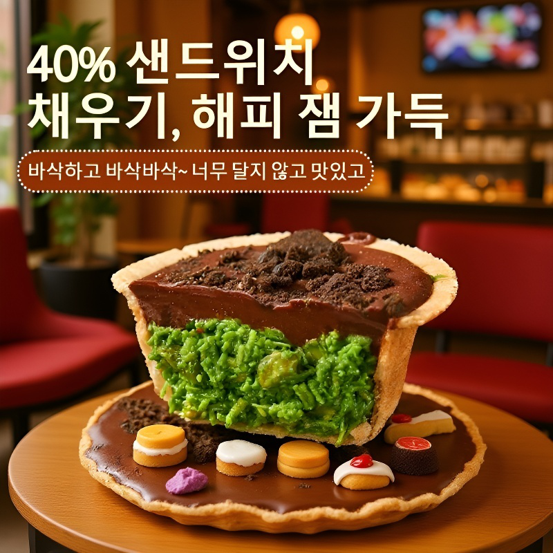 두바이 바삭한 초콜릿 피스타치오 타르트 간식