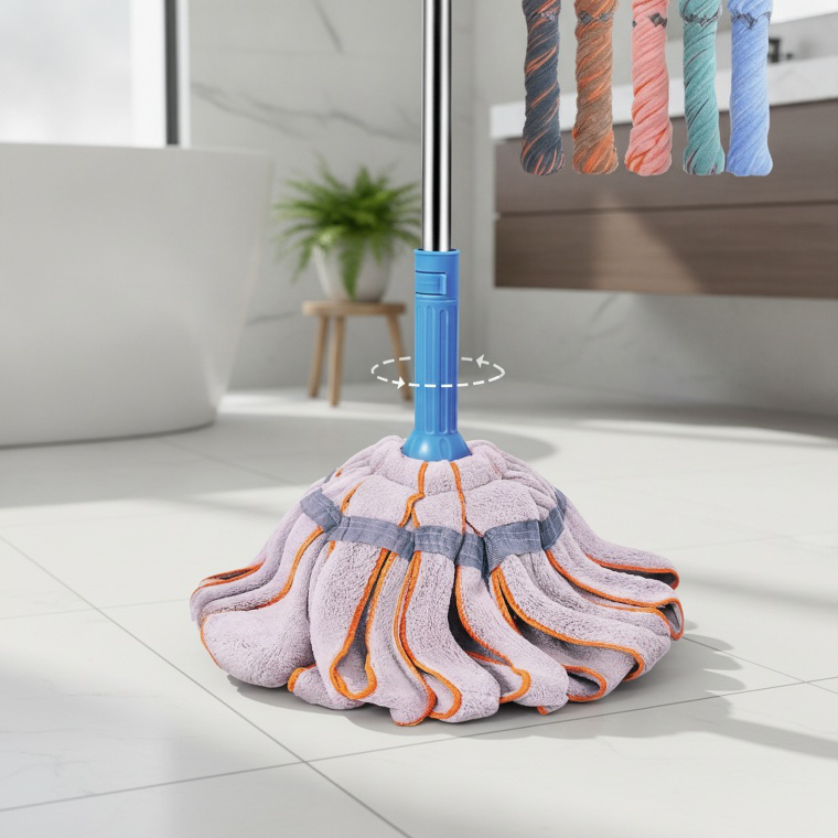 Self-twisting mop large size hands-free lazy household rotating mop squeeze water mop dry and wet du
