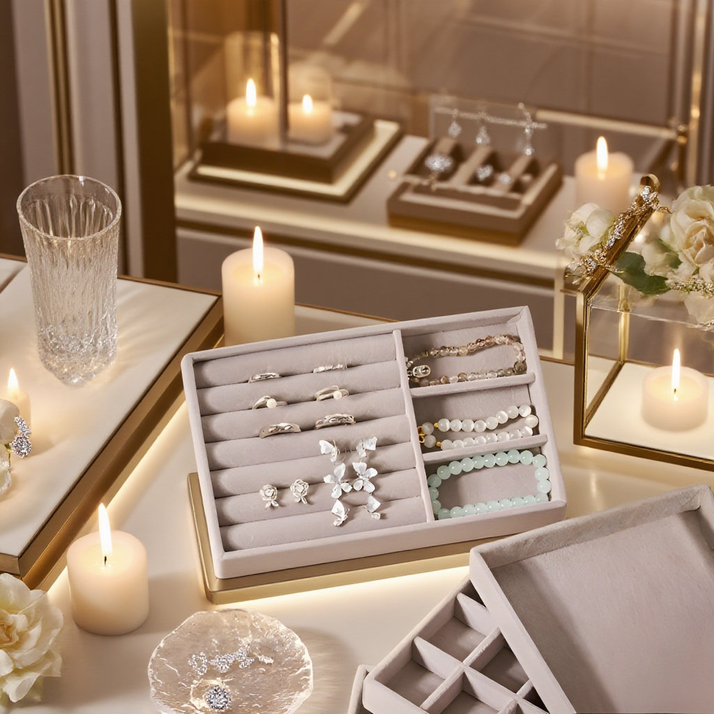 フランネル素材で傷つきにくいジュエリー収納ケース